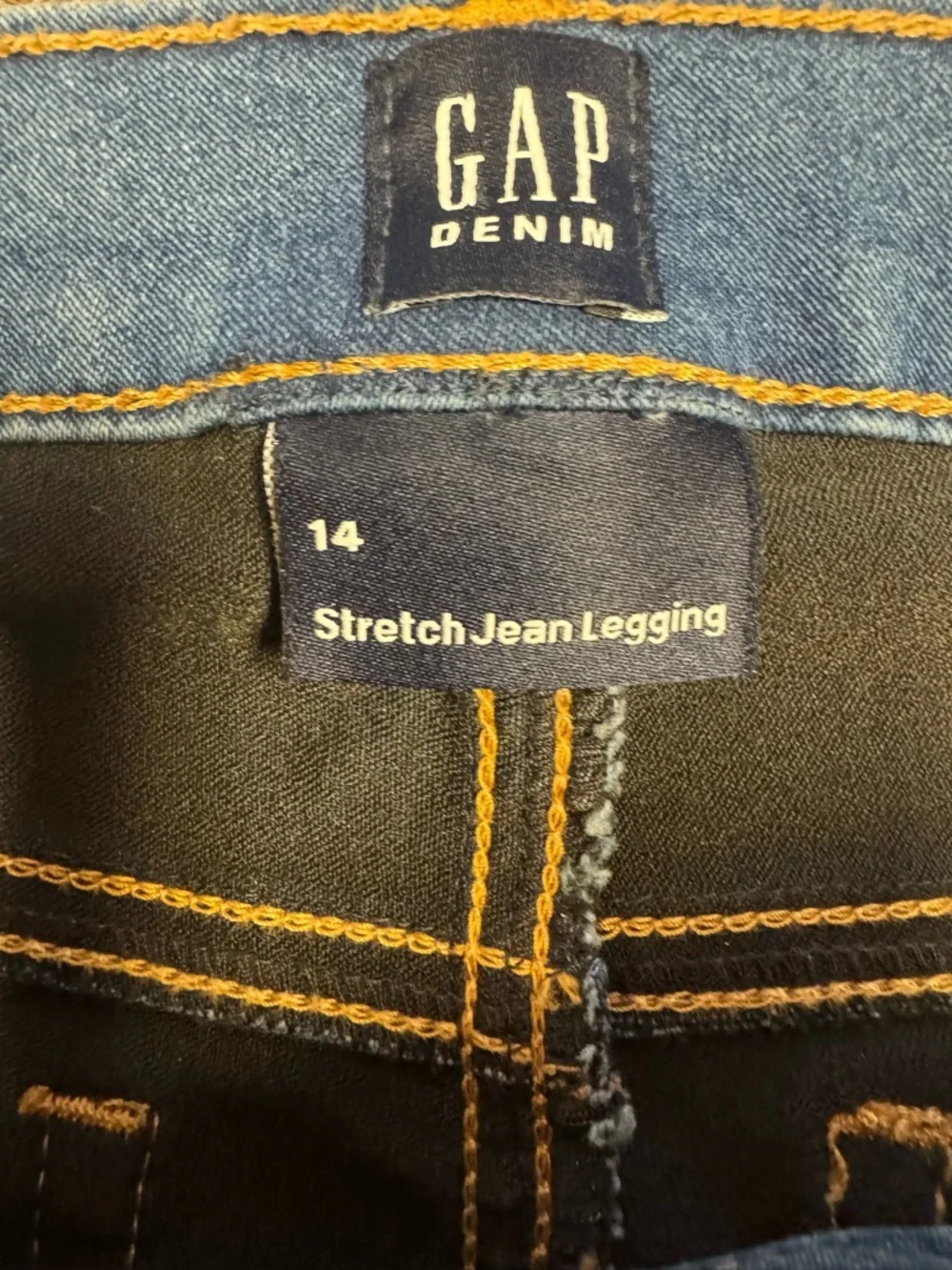 GAP Denim Stretch Jean Legging – Size 14 – Light Medium – Adjustable Waist – EUC